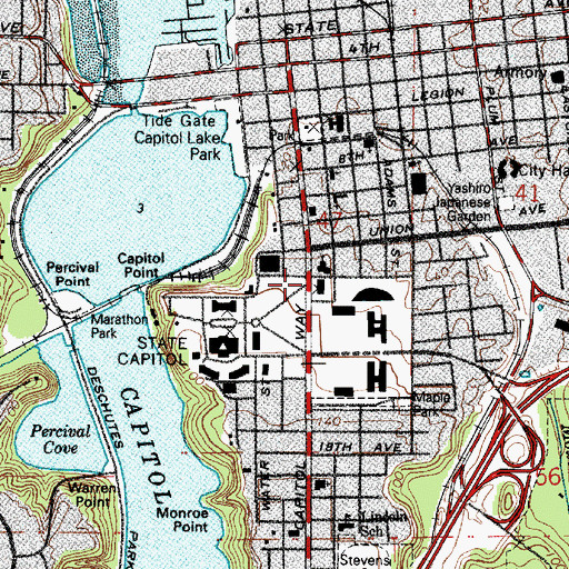 Topographic Map of Olympia, WA