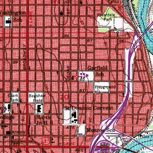 Topographic Map of Garfield Elementary School, WA