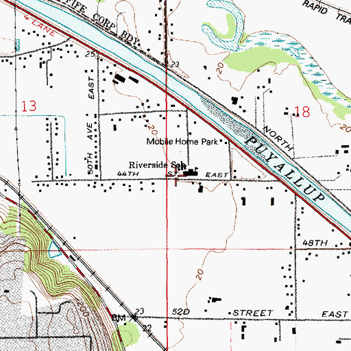 Topographic Map of Riverside Elementary School, WA