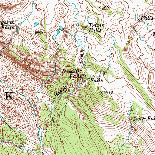 Topographic Map of Basaltic Falls, WA