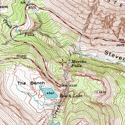 Topographic Map of Martha Falls, WA