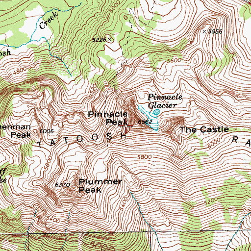 Topographic Map of Pinnacle Peak, WA