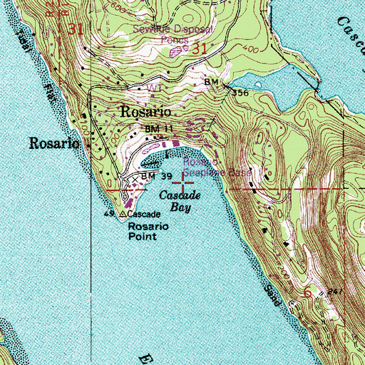 Topographic Map of Rosario Seaplane Base, WA