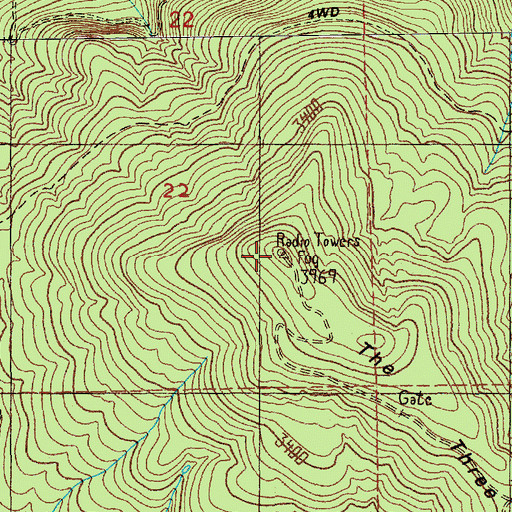 Topographic Map of KBRD-FM (Tacoma), WA