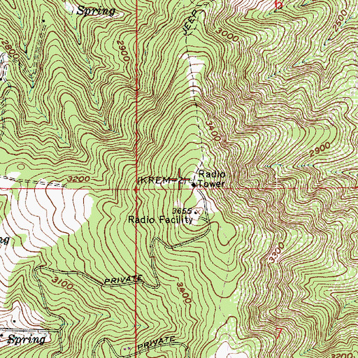 Topographic Map of KREM-TV (Spokane), WA