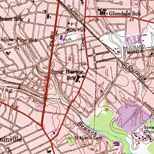 Topographic Map of Edward A Palmer Elementary School, AL