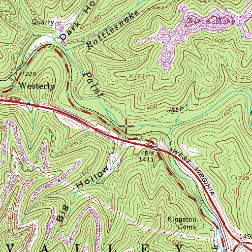 Topographic Map of Big Hollow, WV