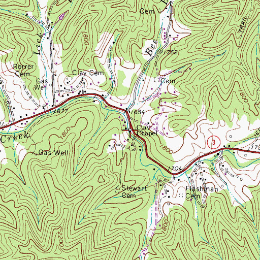 Topographic Map of Clay Chapel, WV