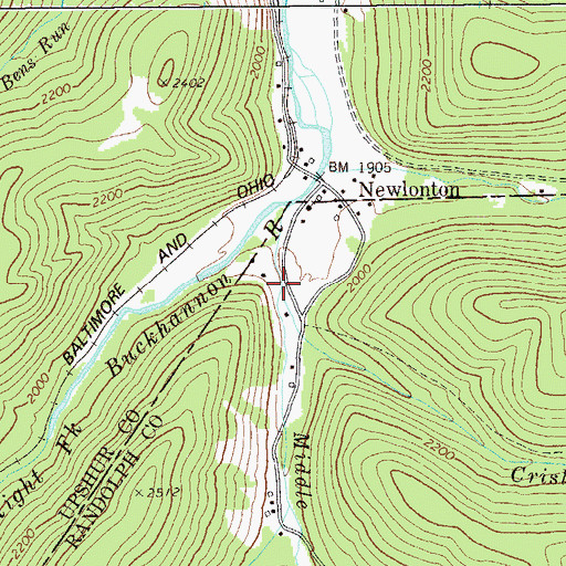 Topographic Map of Crislip Run, WV