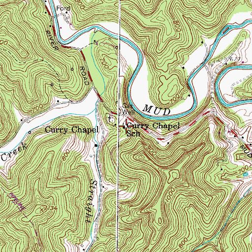 Topographic Map of Curry Chapel School, WV