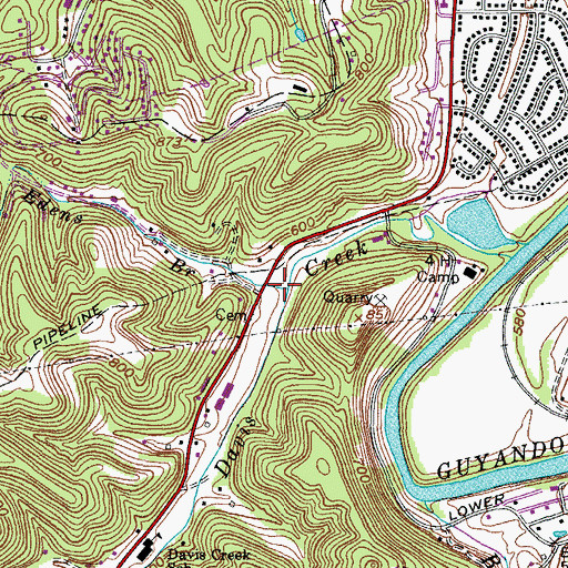 Topographic Map of Edens Branch, WV