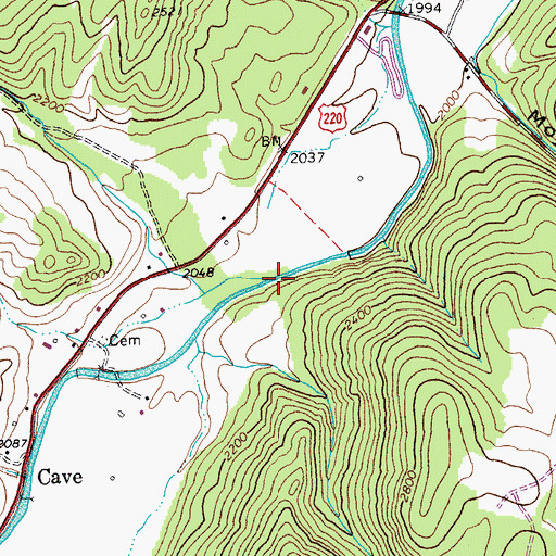 Topographic Map of Hammer Run, WV