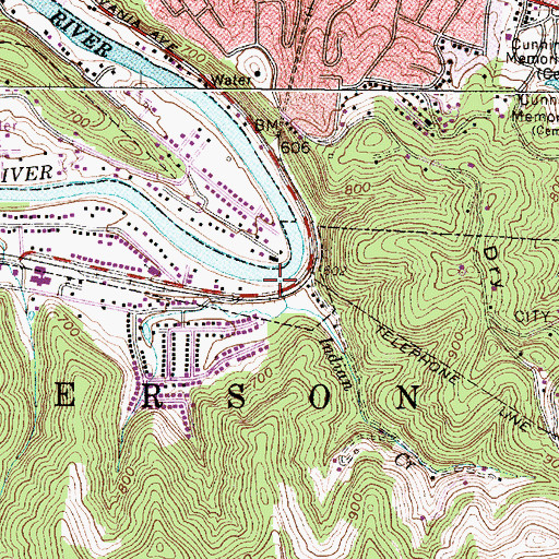 Topographic Map of Indian Creek, WV