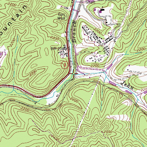 Topographic Map of Jehu Branch, WV