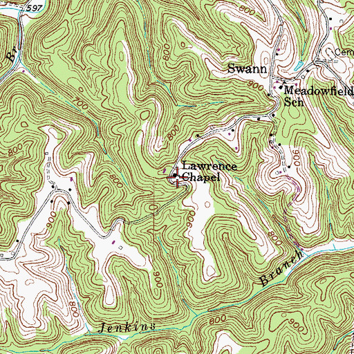 Topographic Map of Lawrence Chapel, WV