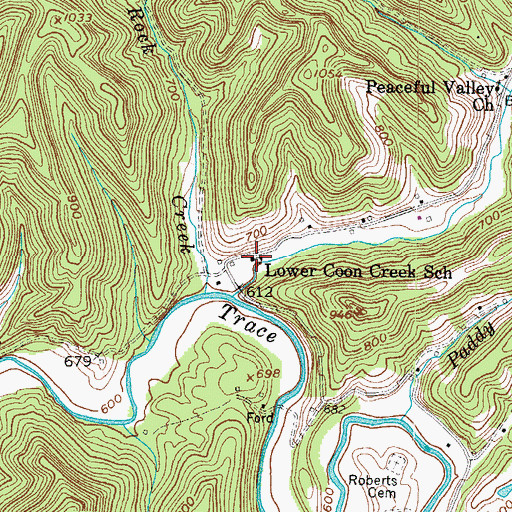 Topographic Map of Lower Coon Creek School (historical), WV
