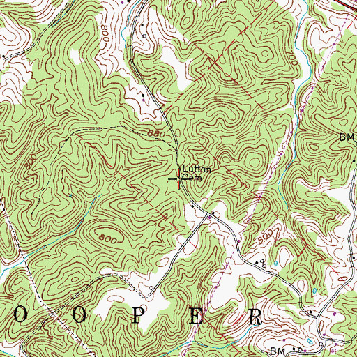 Topographic Map of Lutton Cemetery, WV