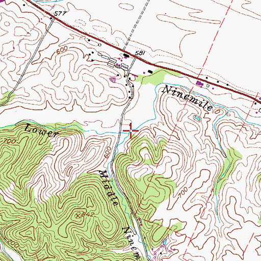 Topographic Map of Middle Ninemile Creek, WV