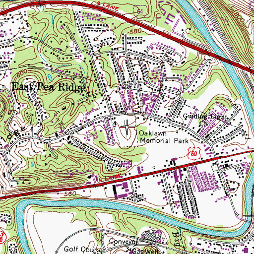 Topographic Map of Oaklawn Memorial Park, WV