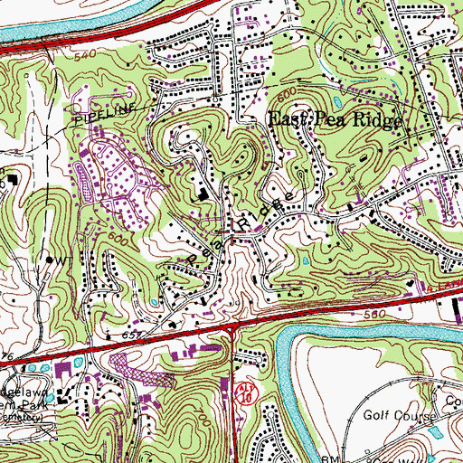 Topographic Map of Pea Ridge, WV