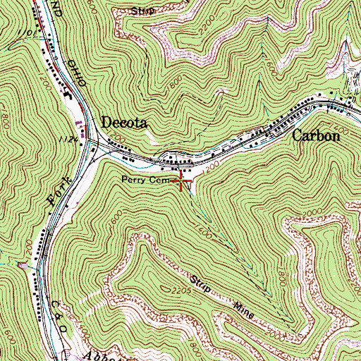Topographic Map of Perry Cemetery, WV
