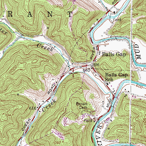 Topographic Map of Porter Creek, WV