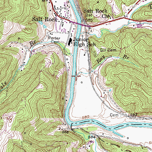 Topographic Map of Ray Branch, WV