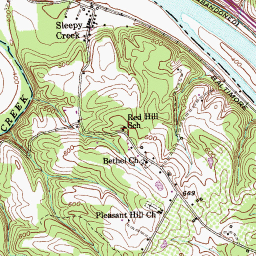 Topographic Map of Red Hill School (historical), WV