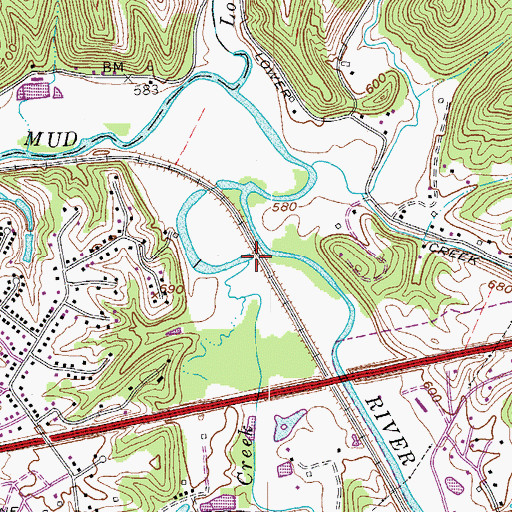 Topographic Map of Saunders Creek, WV