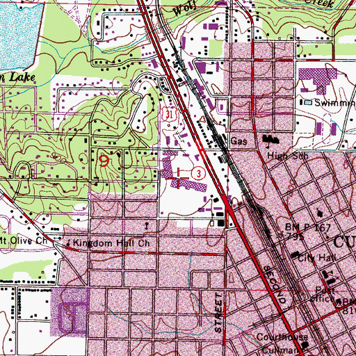 Topographic Map of Cullman Shopping Center, AL
