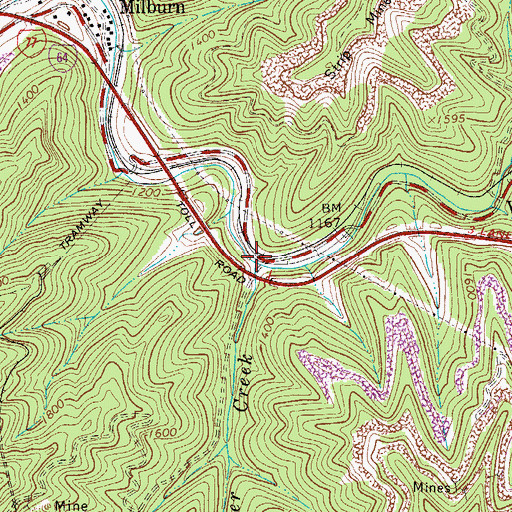 Topographic Map of Skitter Creek, WV