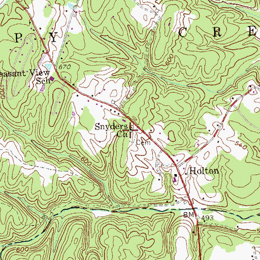 Topographic Map of Snyders Church, WV