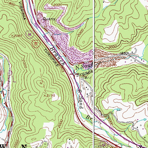 Topographic Map of South Sand Branch, WV