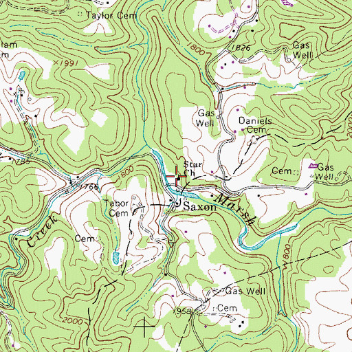 Topographic Map of Star Church, WV