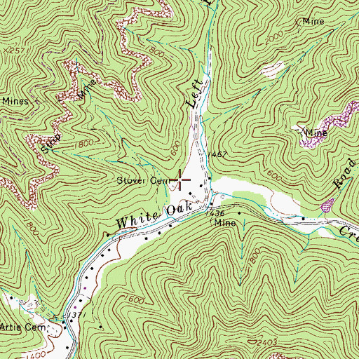 Topographic Map of Stover Cemetery, WV
