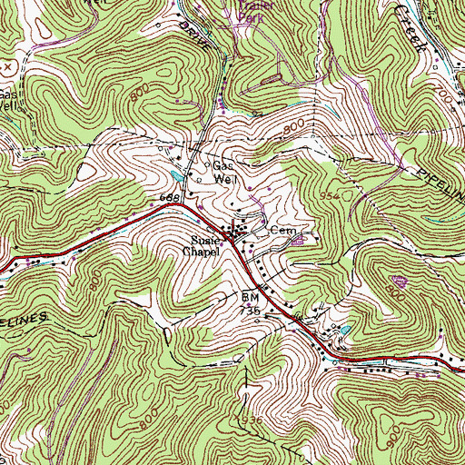 Topographic Map of Susie Chapel, WV