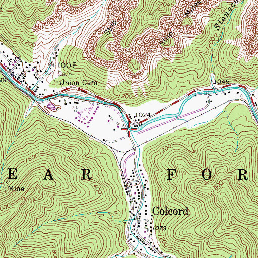 Topographic Map of Sycamore Creek, WV