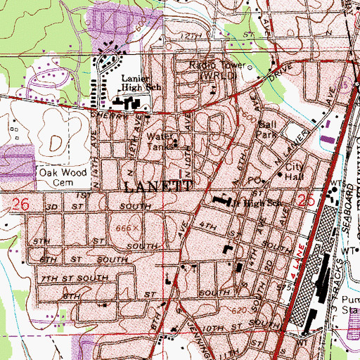 Topographic Map of Lanett Primitive Baptist Church, AL