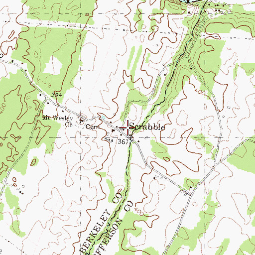 Topographic Map of Scrabble, WV