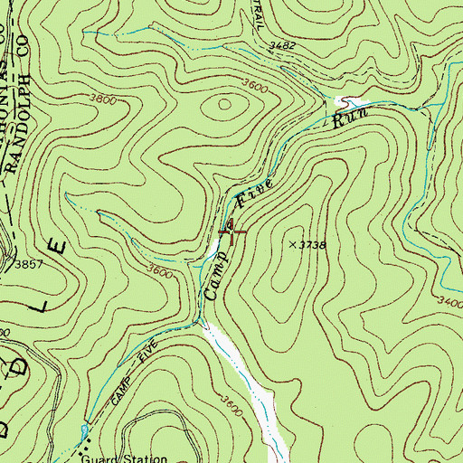 Topographic Map of Camp Five Trail, WV