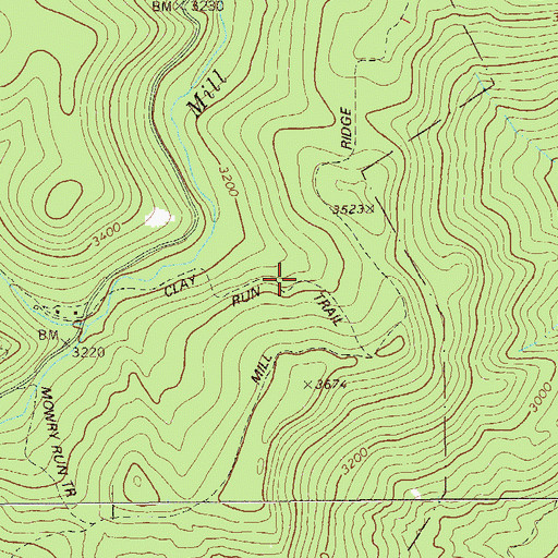 Topographic Map of Clay Run Trail, WV