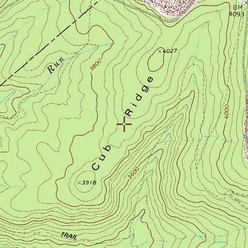 Topographic Map of Cub Ridge, WV