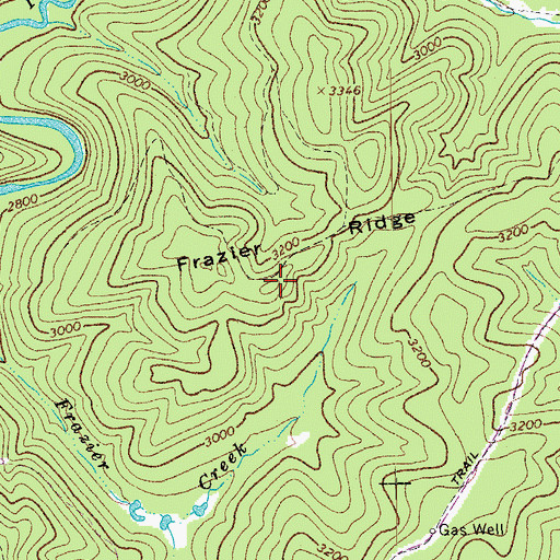 Topographic Map of Frazier Ridge, WV