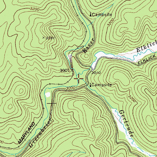 Topographic Map of Gertrude Run, WV