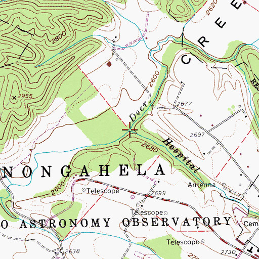 Topographic Map of Hospital Run, WV