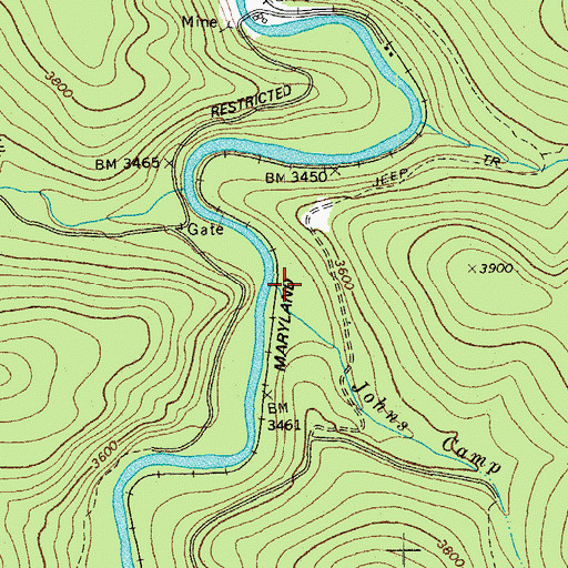 Topographic Map of Johns Camp Run, WV