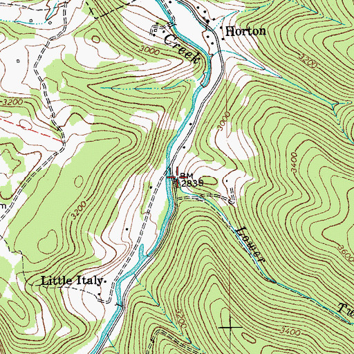 Topographic Map of Lower Two Spring Run, WV