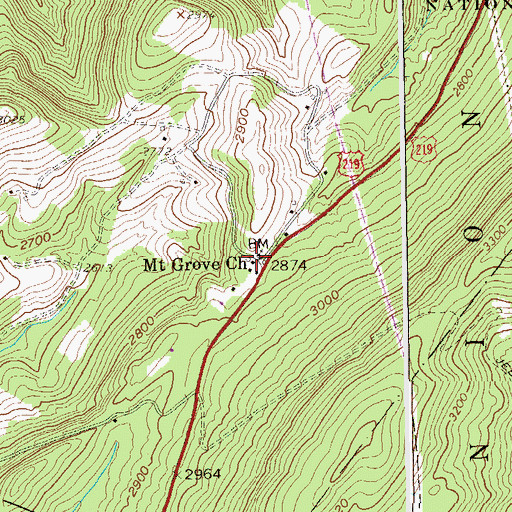 Topographic Map of Mount Grove Church, WV