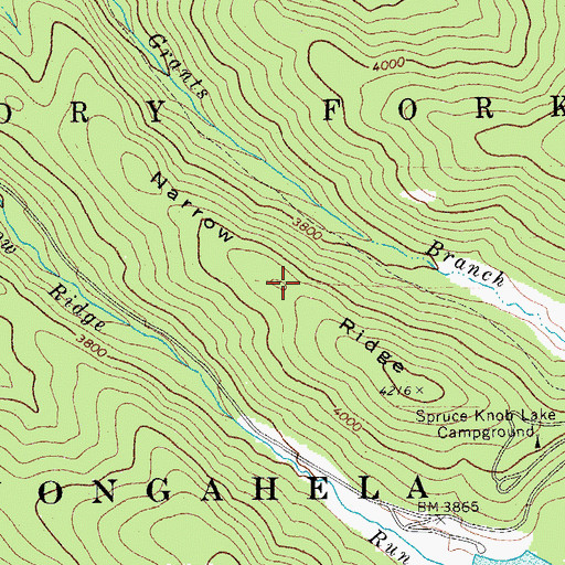 Topographic Map of Narrow Ridge, WV