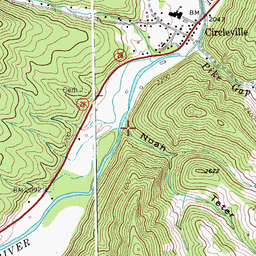Topographic Map of Noah Teter Hollow, WV